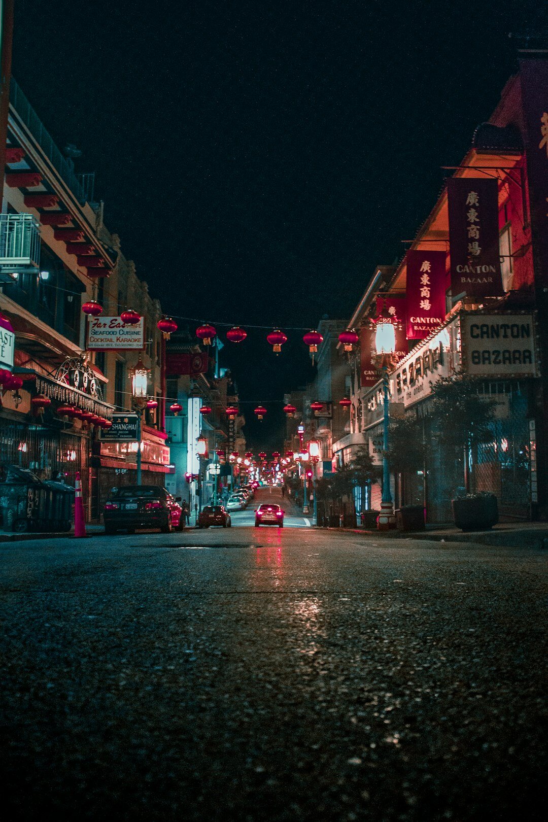 small town street at night