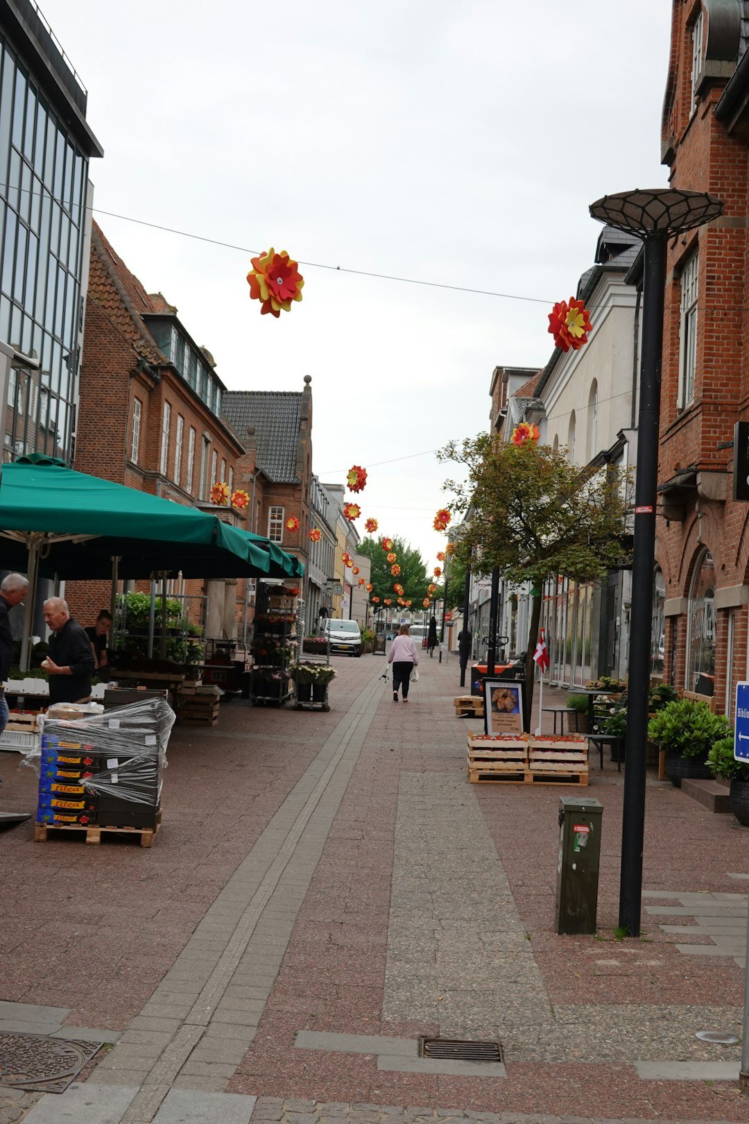 people gathering in small town square